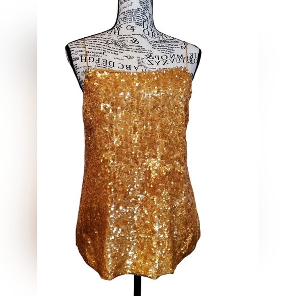 J. Crew Tops - J.Crew Collection Amber Gold Sequin Silk Camisole Top Size 8